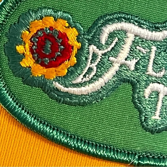 Y2K Vintage Flower Time Snap Back Trucker Hat KAP II Yellow Green Sunflower - Picture 9 of 9